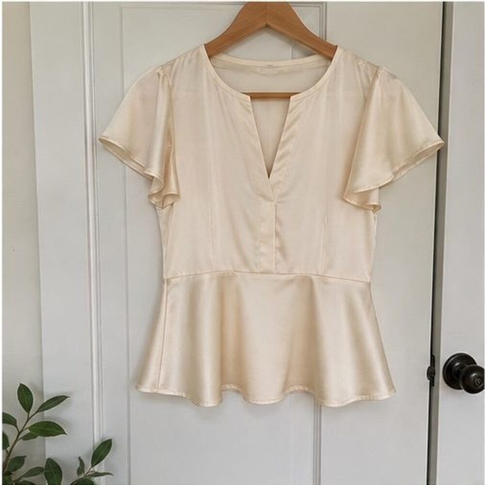 Cream Peplum Top